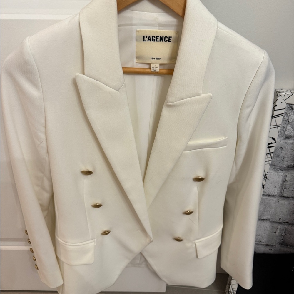 L'AGENCE Ivory Blazer with Gold Accents